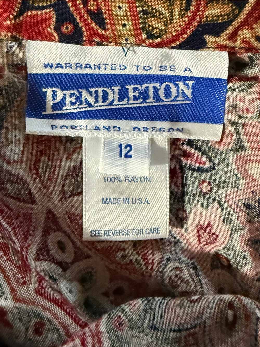 Vintage Pendleton Paisley Maxi Skirt in Earthy Red, Green, Gold and Navy - Picture 3 of 5